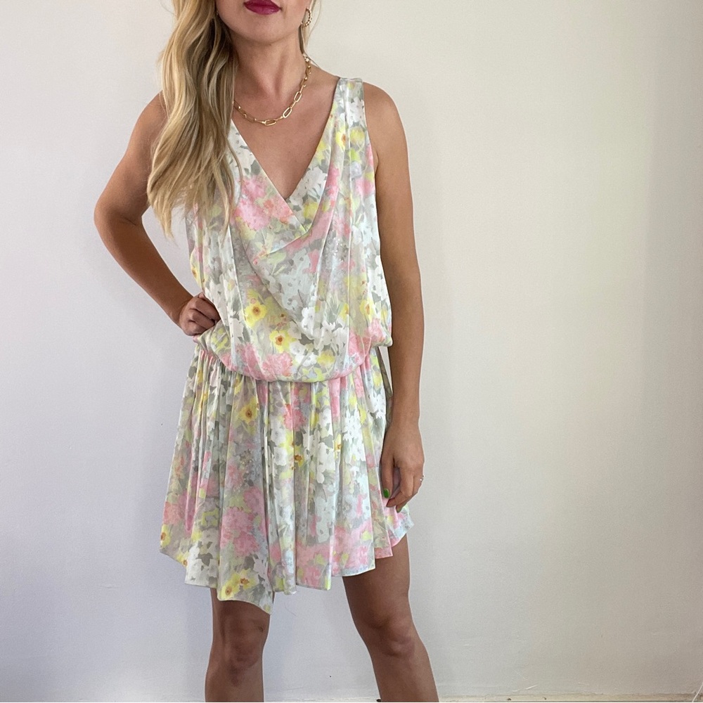 Alice & Olivia Grey, Pastel Pink & Yellow Floral Dress - Picture 5 of 9